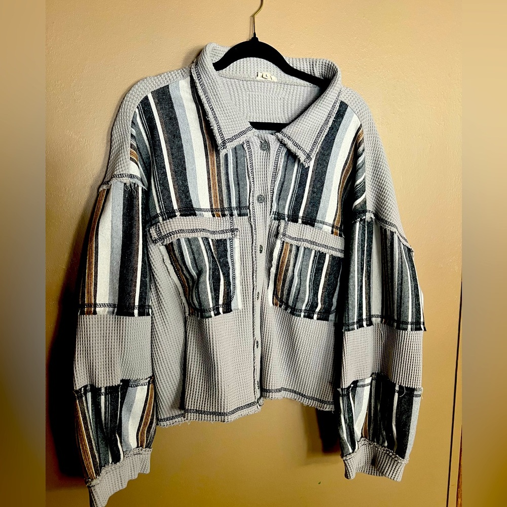 Pol oversized button down top
